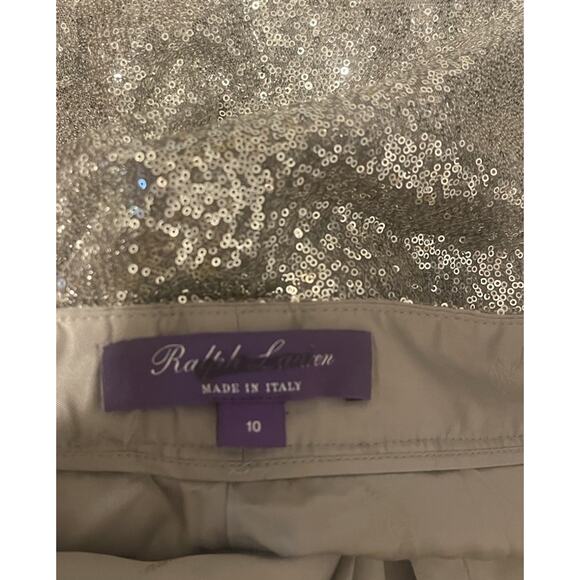 Ralph Lauren Purple Label Womens 10 Silver High-Waisted Sequin Trousers EUC - Picture 6 of 8